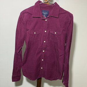 NEW - American Eagle Outfitters - Purple Corduroy snap shirt - Size M